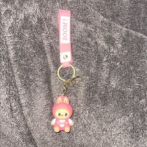 Cute Pink Bunny Keychain with Strap